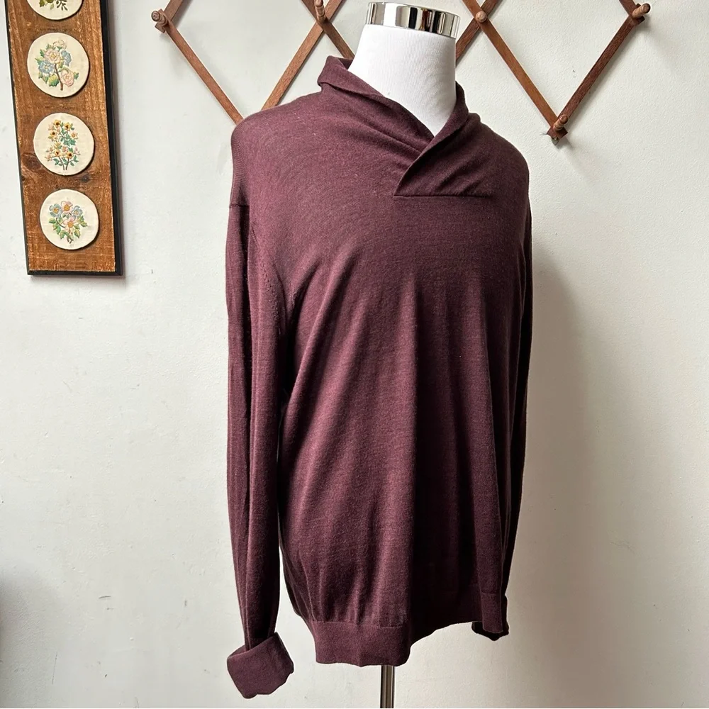 Armani Exchange Merino Wool Shawl Neck Pullover Sweater